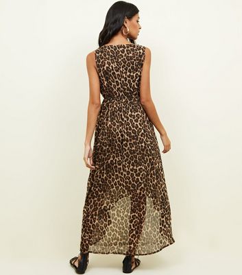 leopard print dip hem dress