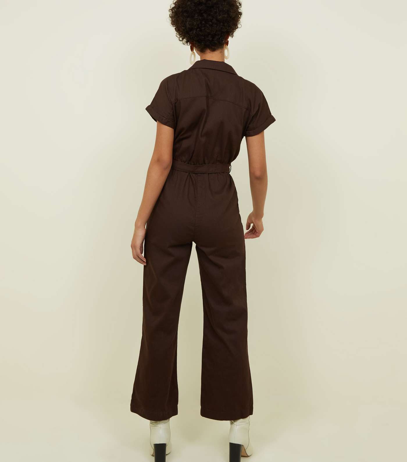 Dark Brown Denim Culotte Jumpsuit Image 3