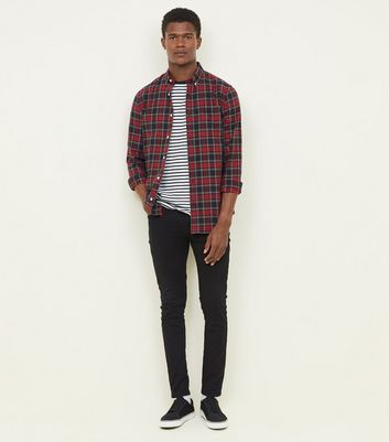 Red and black hot sale checkered shirt outfit