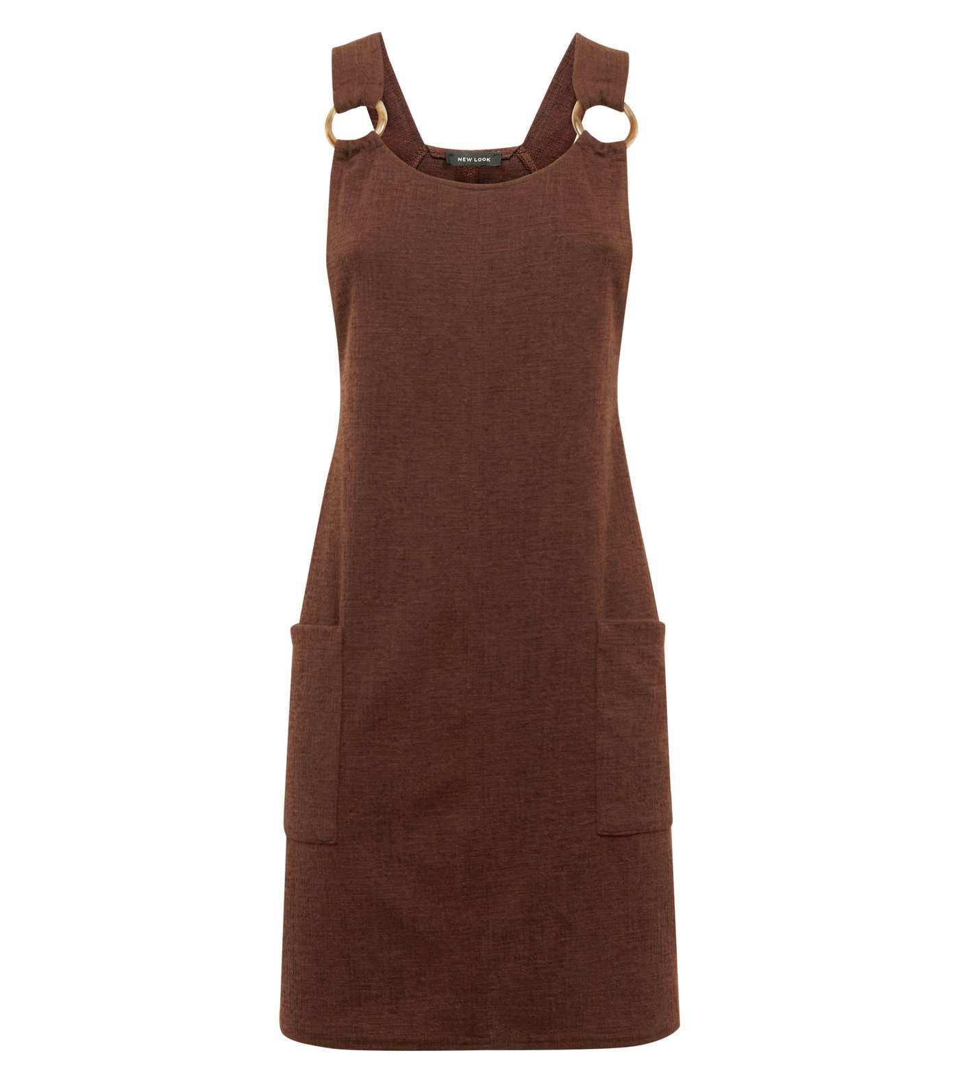 Brown Round Buckle Pinafore Dress Image 4