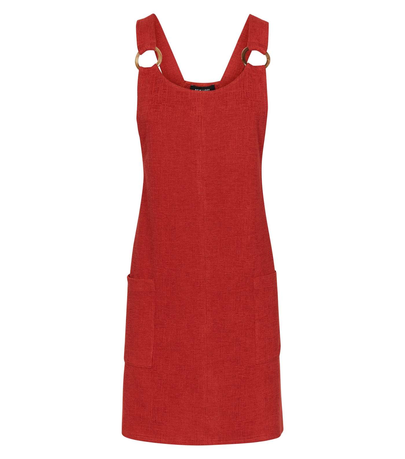 Red Round Buckle Pinafore Dress Image 4