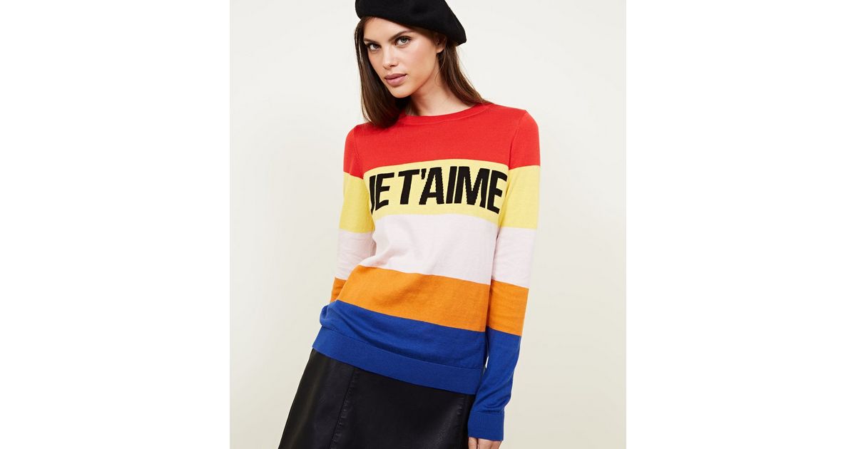 Pull Arc En Ciel Raye A Slogan Je T Aime New Look