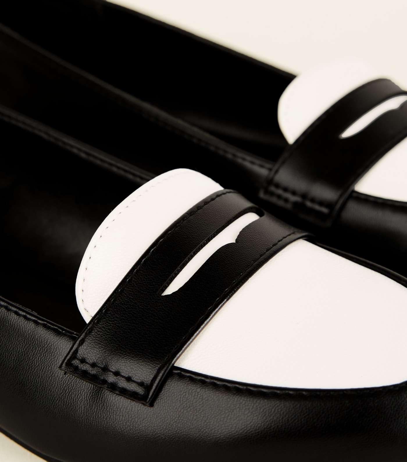 Monochrome Leather-Look Penny Loafers Image 4