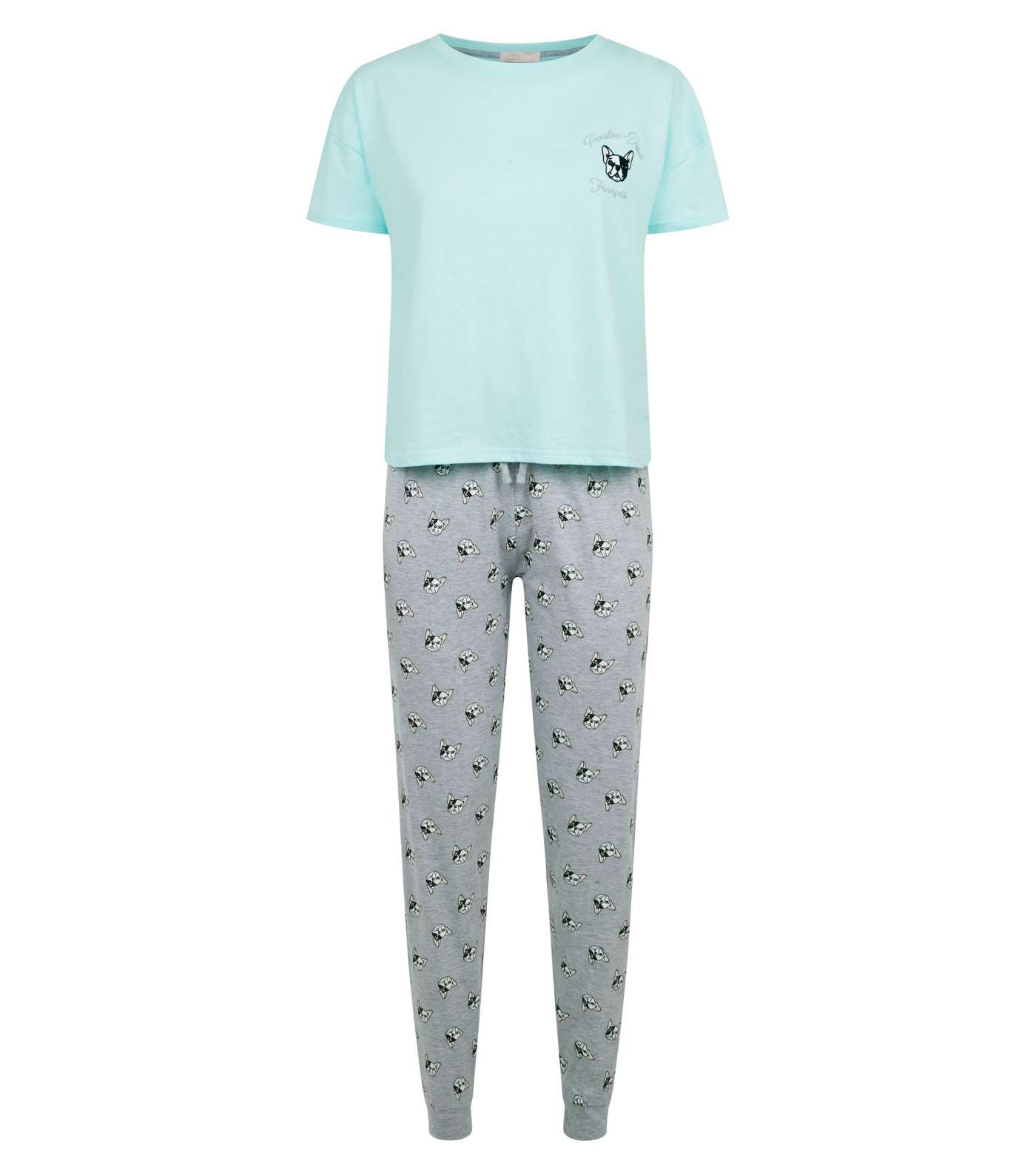 Green Bulldog Print T-Shirt and Trousers Pyjama Set Image 3
