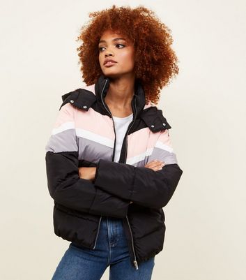 women's color block puffer jacket