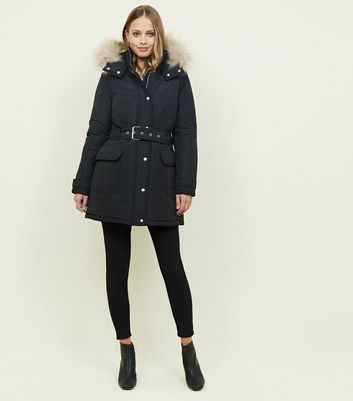 belted parka coat