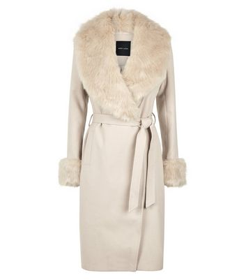 faux fur trim coat