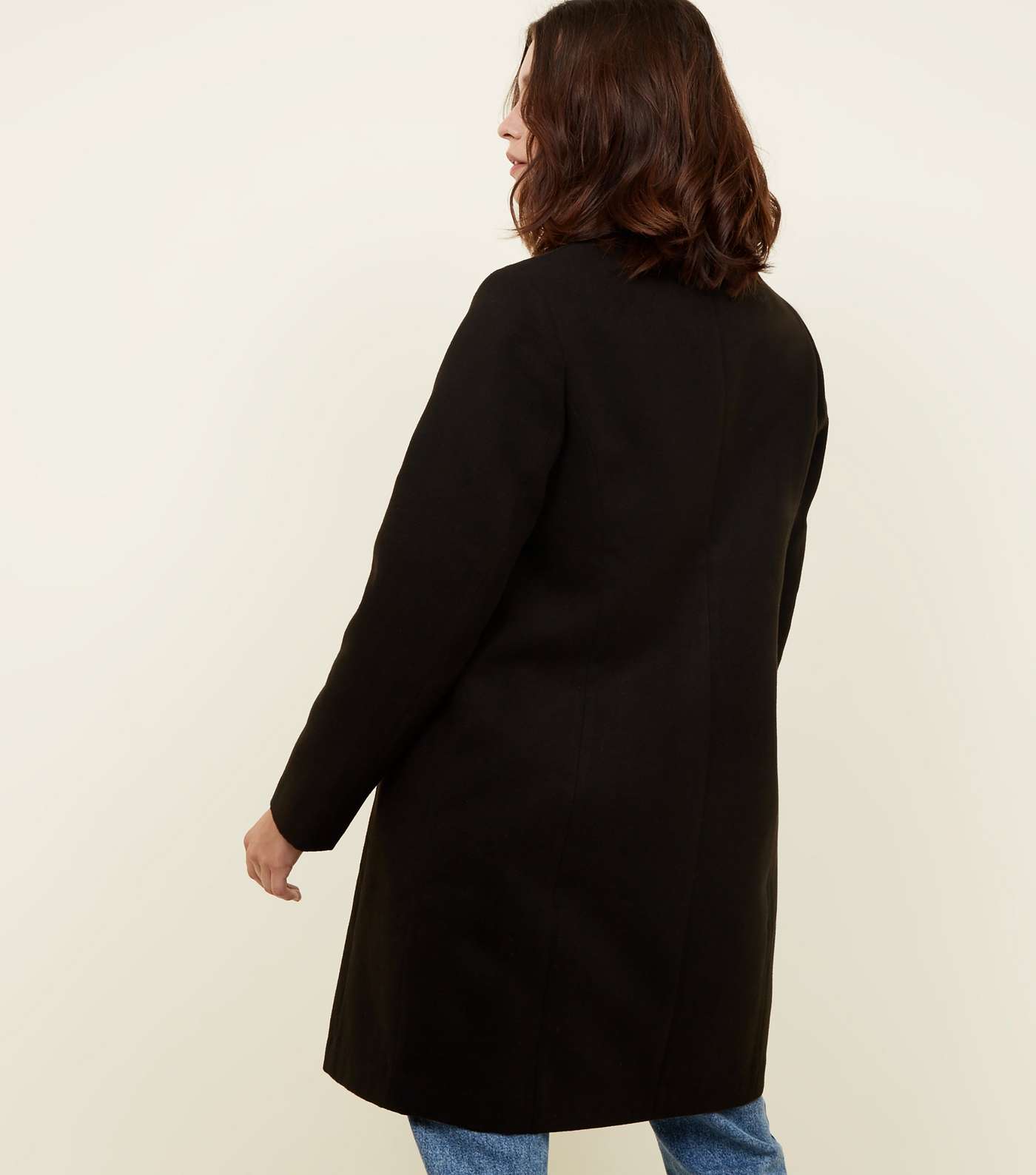 Black Double Breasted Longline Coat Image 3