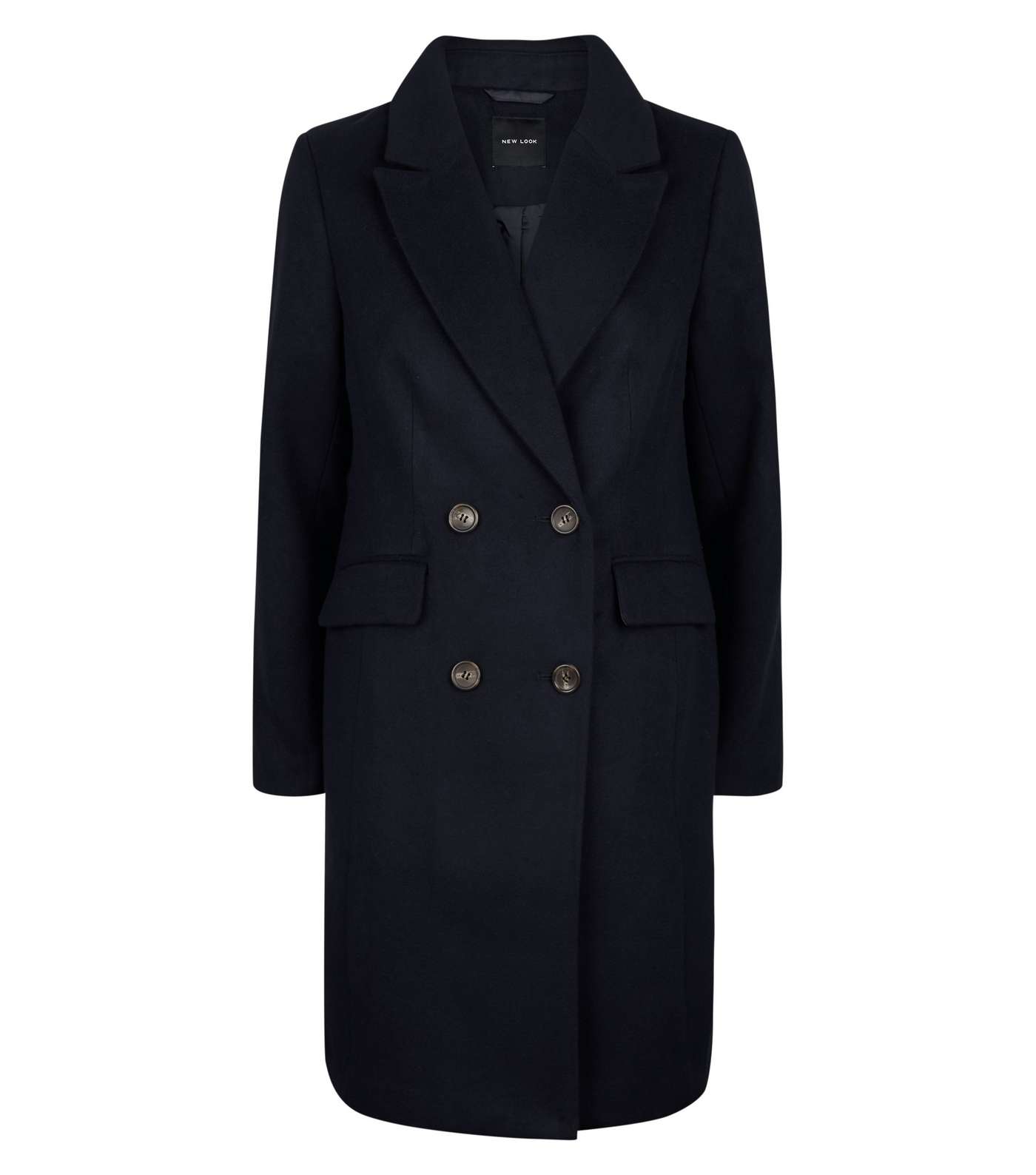 Navy Double Breasted Longline Coat Image 4