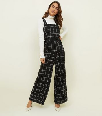 Petite Black Grid Check Belted Jumpsuit | New Look