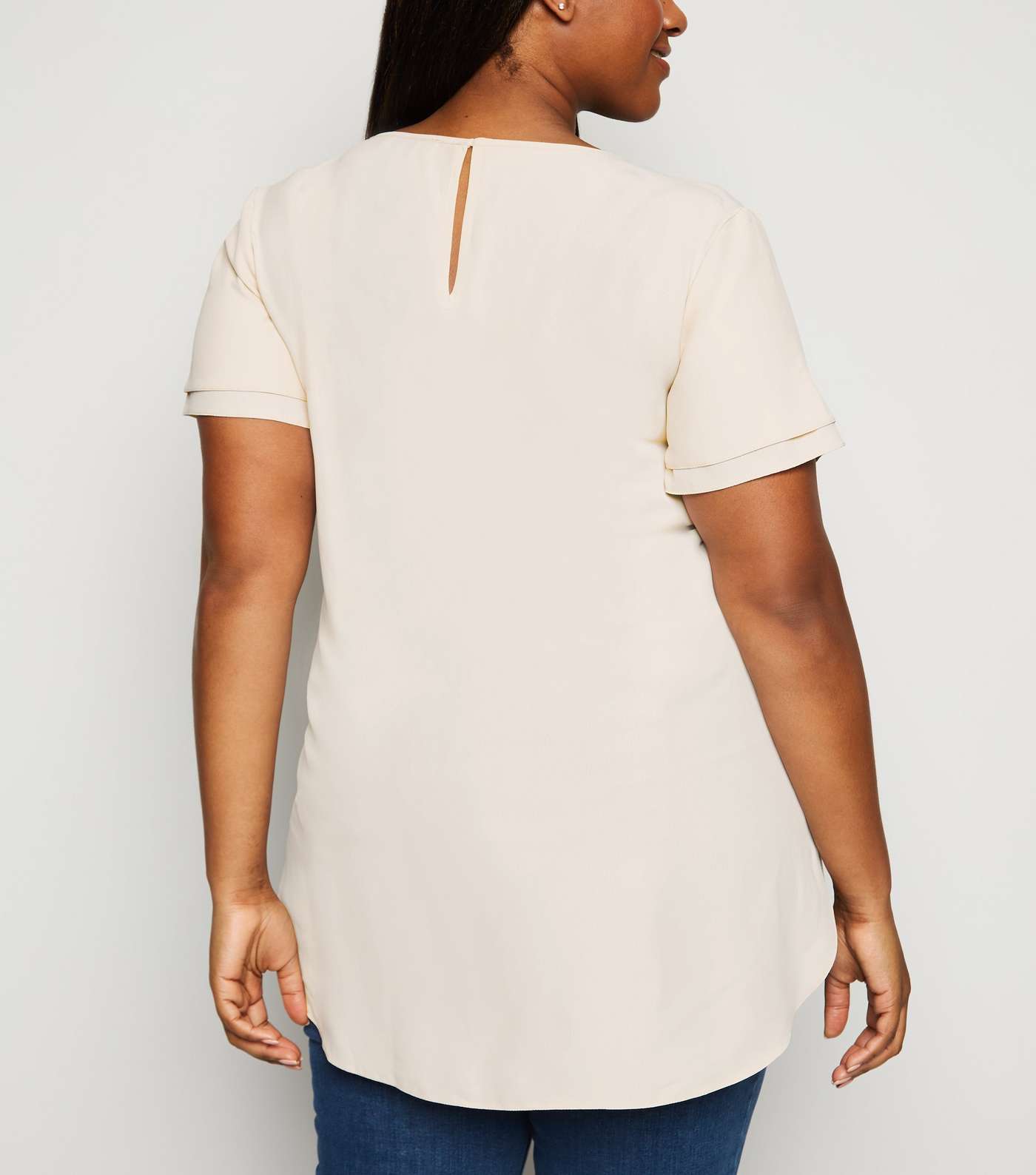 Curves Off White Tiered Sleeve Tunic Top Image 3