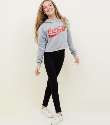 Girls Grey Marl Coca Cola Hoodie New Look