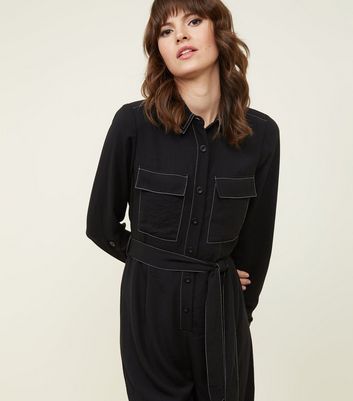 black contrast stitch jumpsuit
