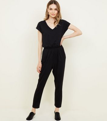 black cap sleeve jumpsuit