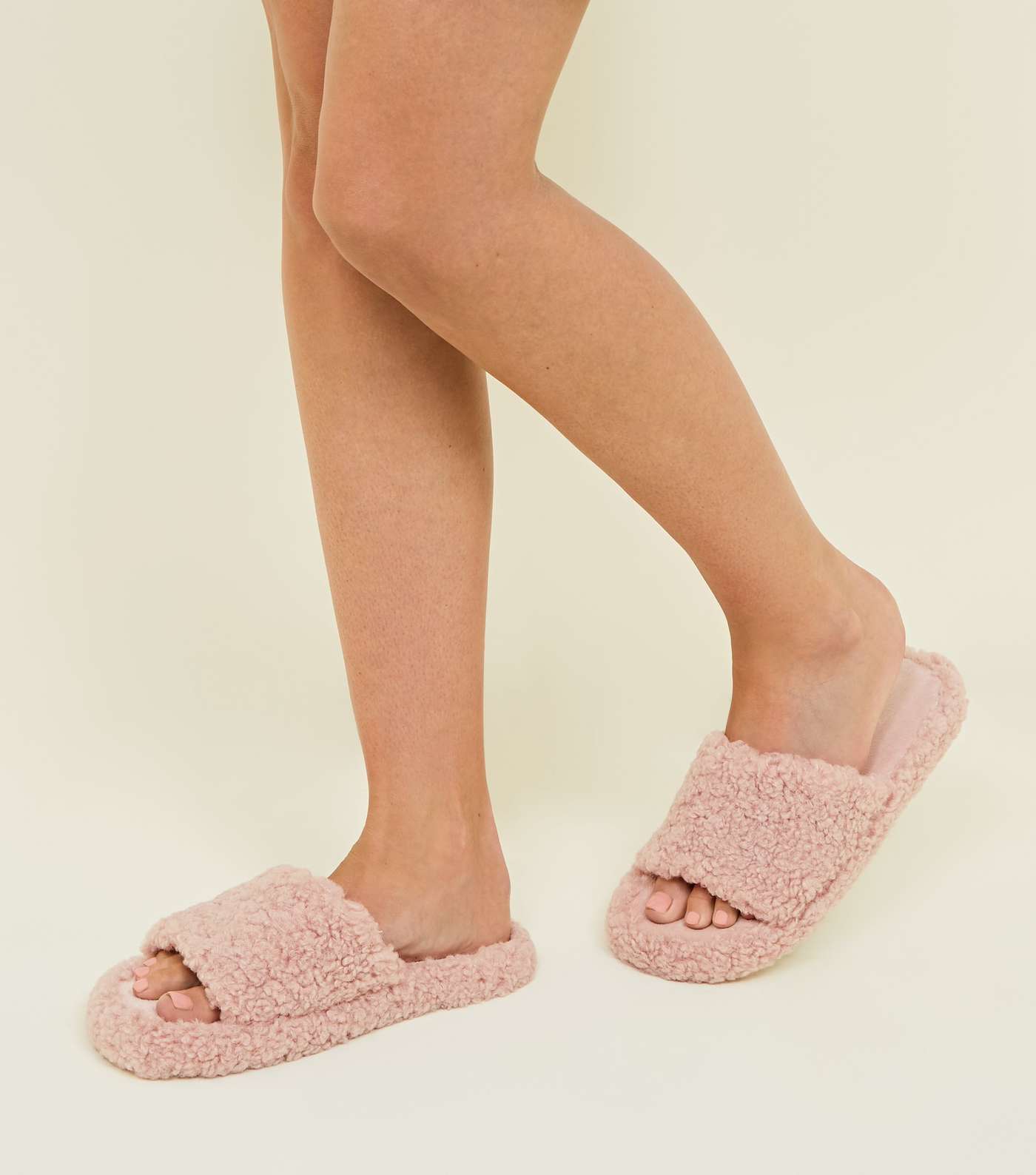 Pink Teddy Slider Slippers Image 2