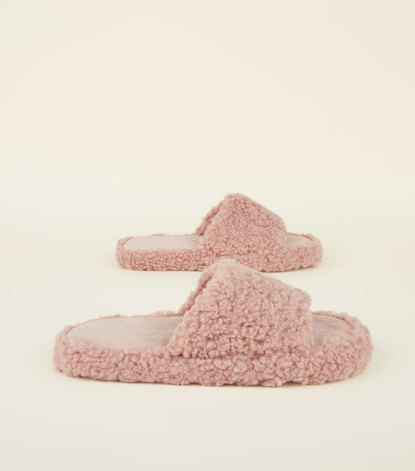 Pink Teddy Slider Slippers Image 4