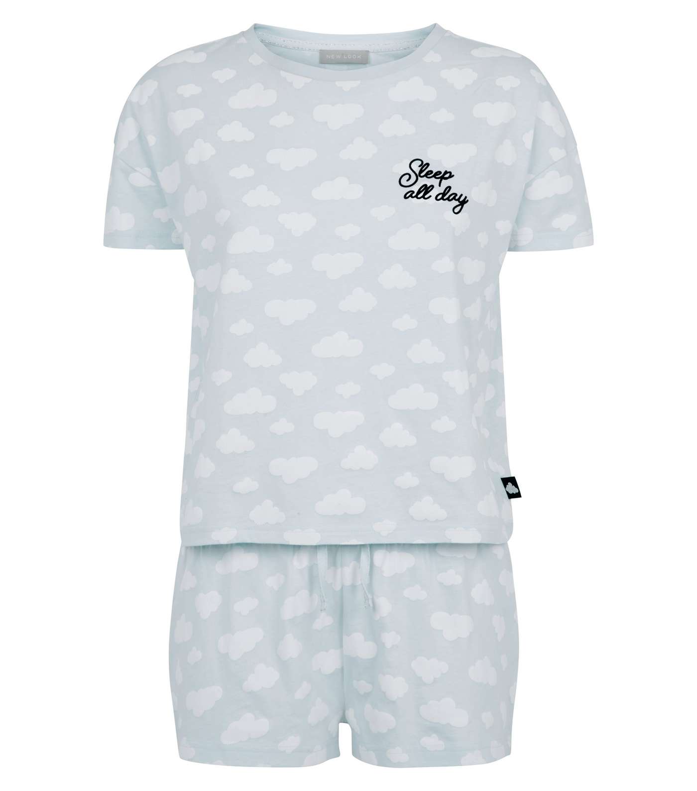 Pale Blue Cloud Print T-Shirt and Shorts Pyjama Set Image 3