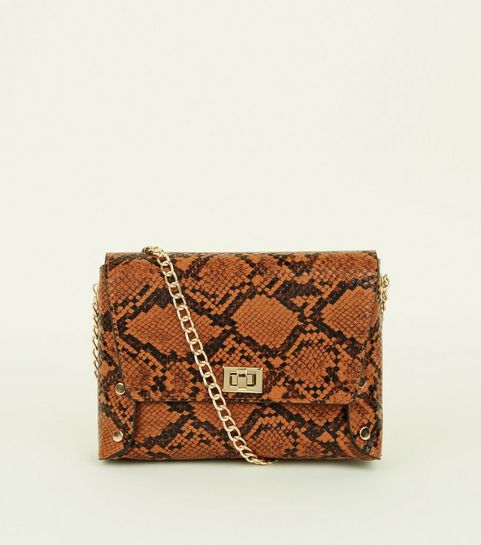 Tan Faux Snake Chain Strap Cross Body Bag New Look Recently Viewed