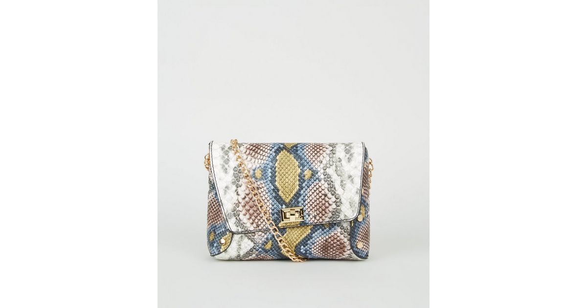 Multicoloured Faux Snake Chain Strap Cross Body Bag New Look