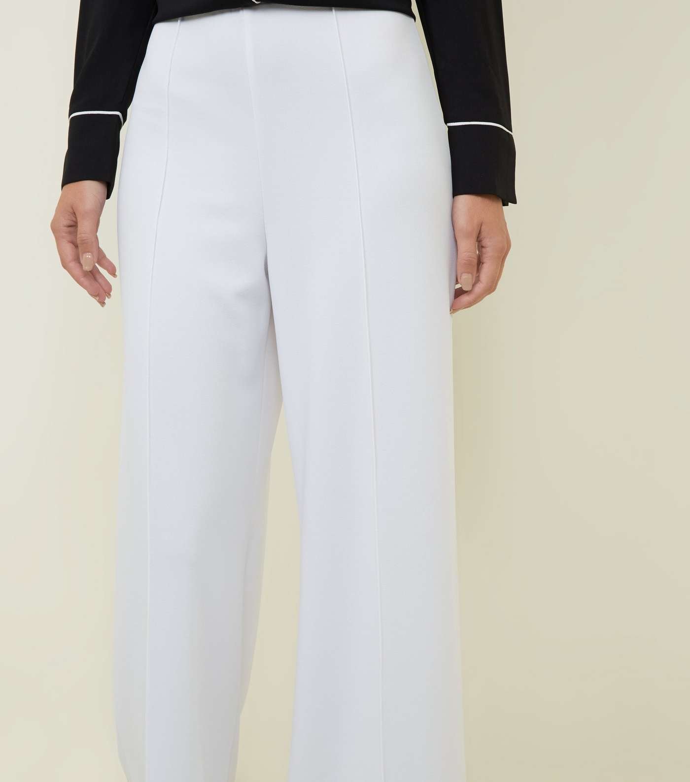 White Pintuck Wide Leg Trousers Image 5