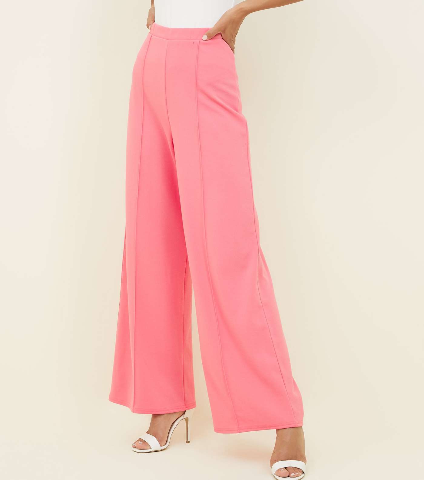 Bright Pink Pintuck Wide Leg Trousers Image 2