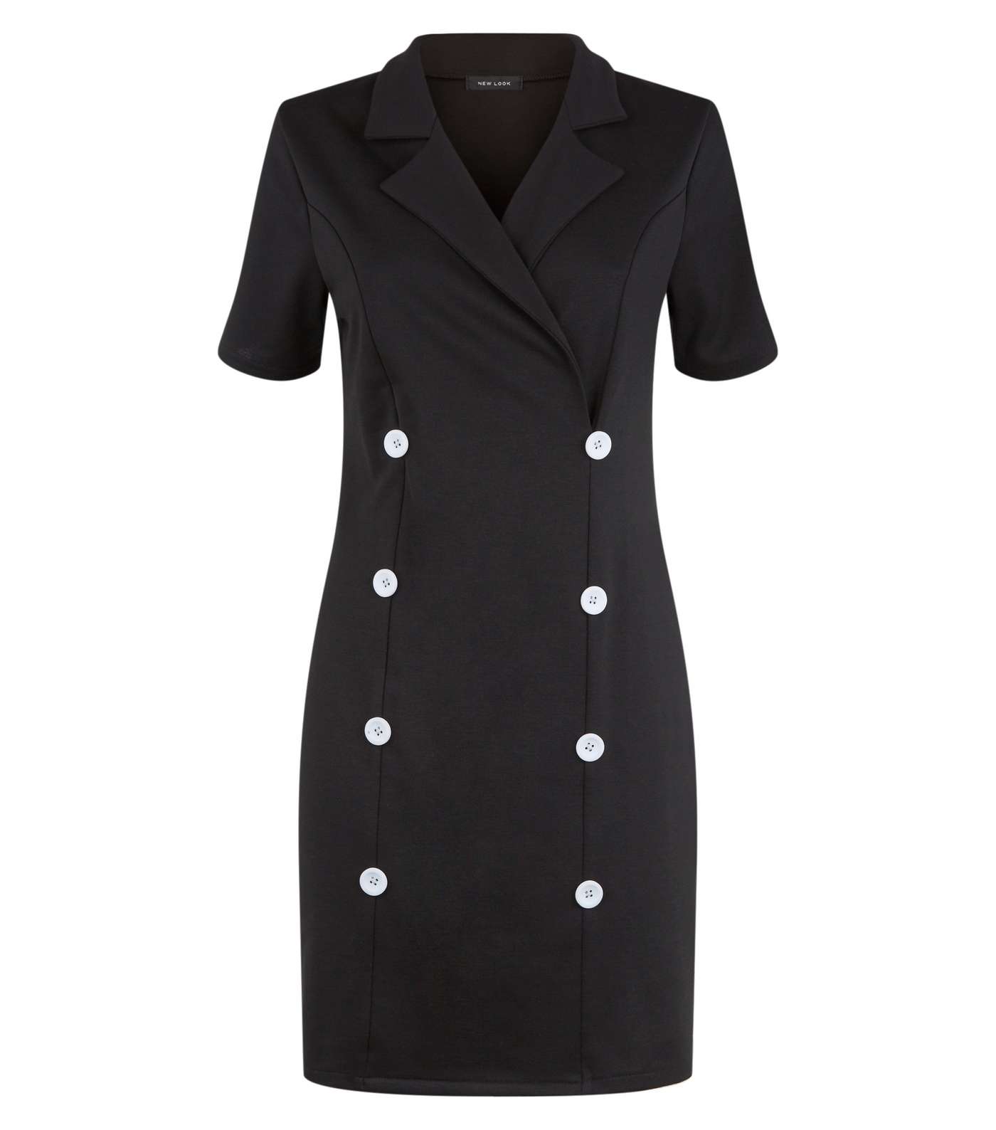 Black Double Breasted Short Sleeve Dress Image 4