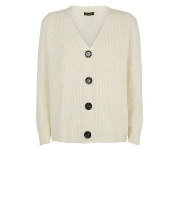 Cream Rib Knit Button Through Cardigan New Look