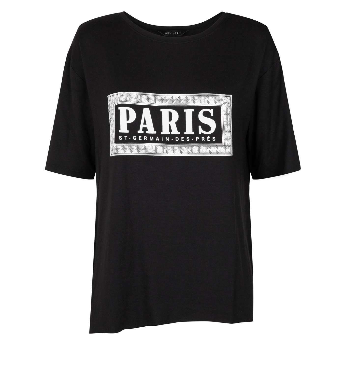 Black Dropped Sleeve Paris Box Print T-Shirt Image 4