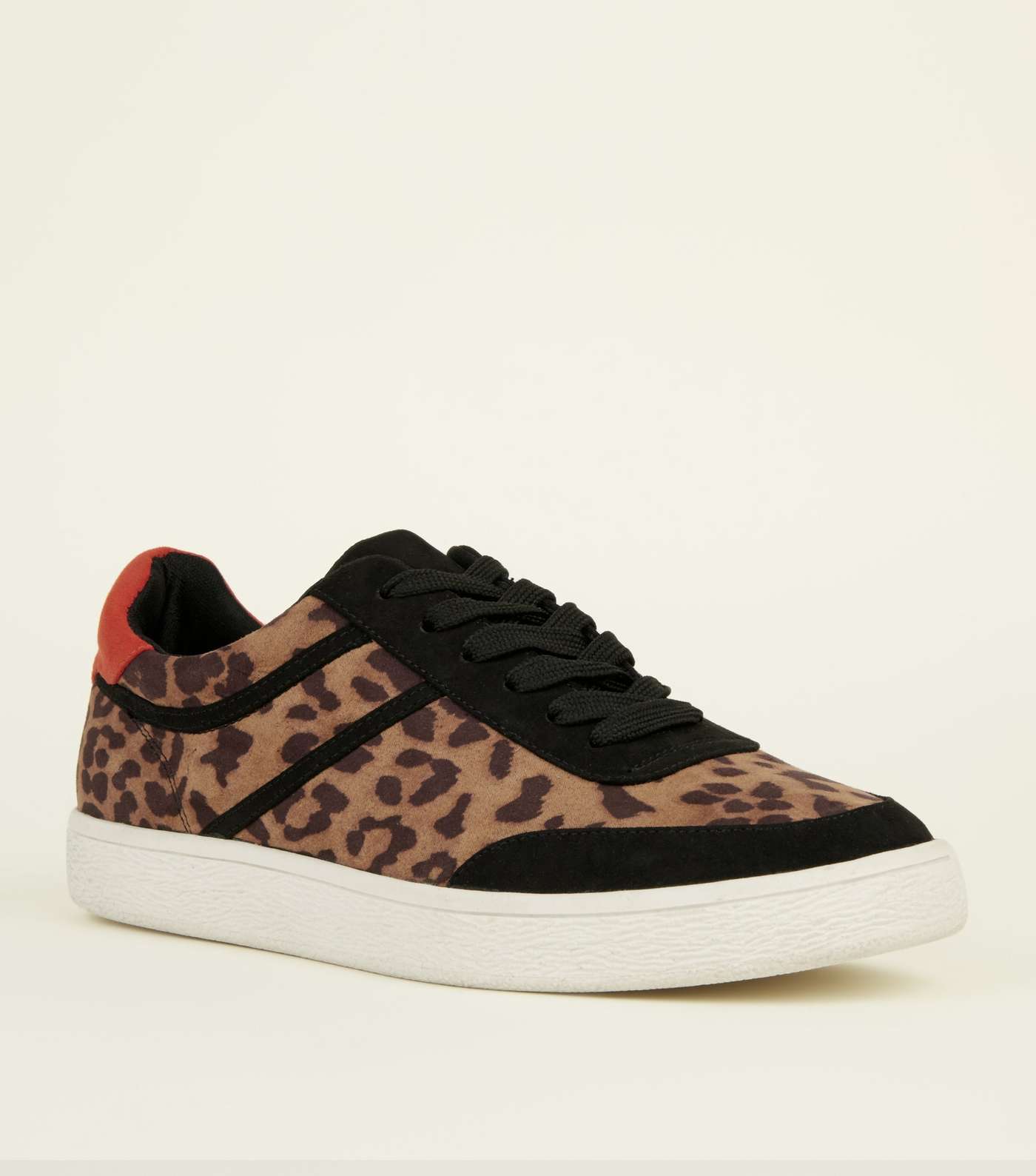 Brown Leopard Print Red Heeled Trainer