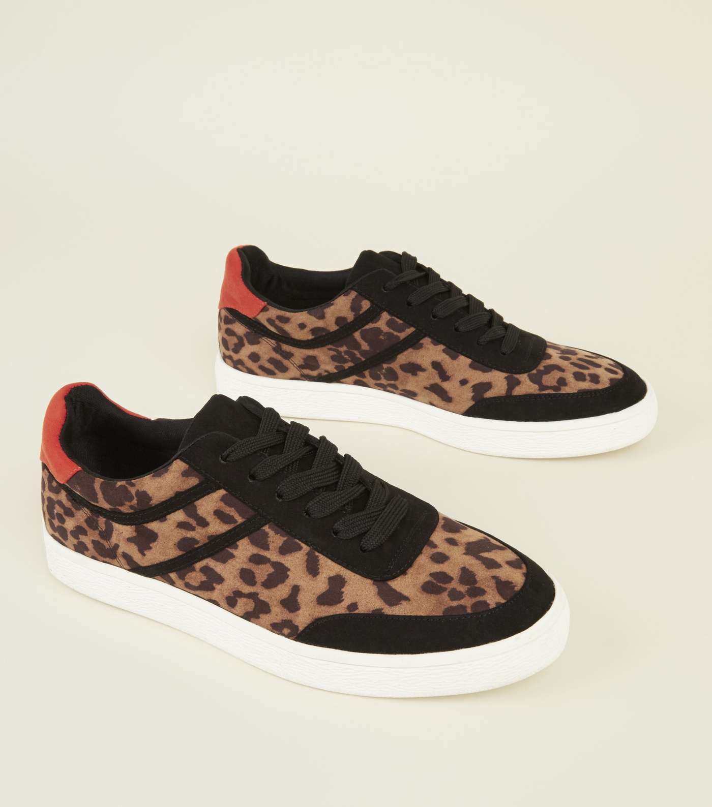 Brown Leopard Print Red Heeled Trainer Image 3