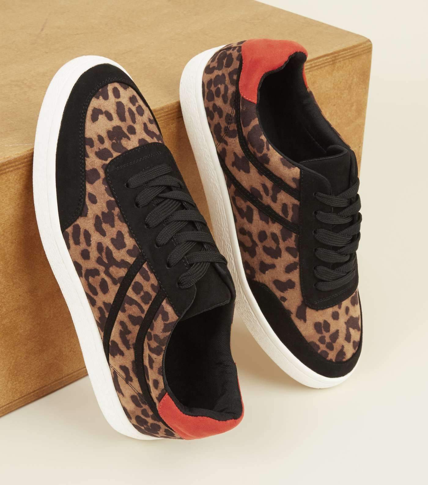Brown Leopard Print Red Heeled Trainer Image 5