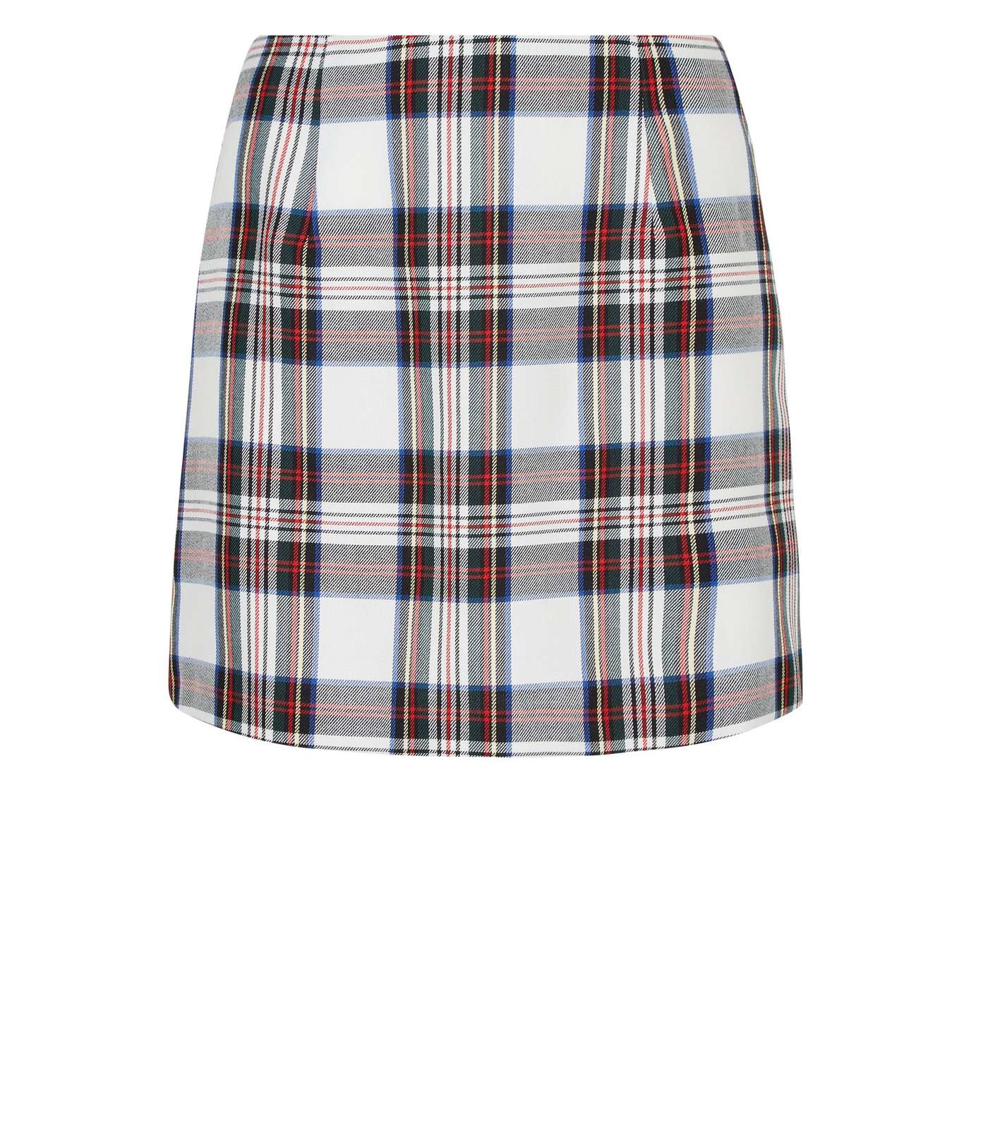 White Tartan A-Line Mini Skirt Image 4
