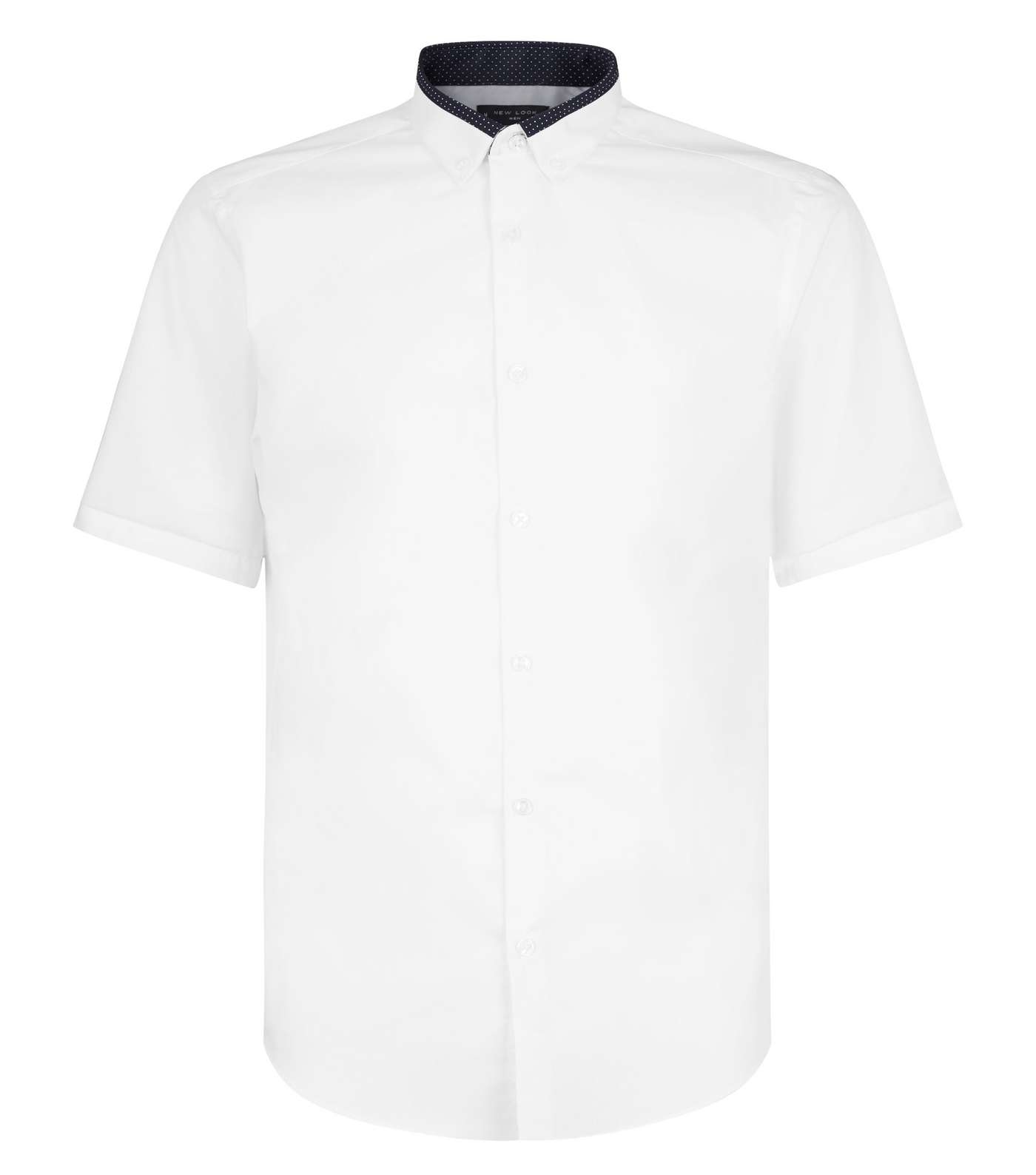 White Contrast Collar Button Down Shirt Image 4