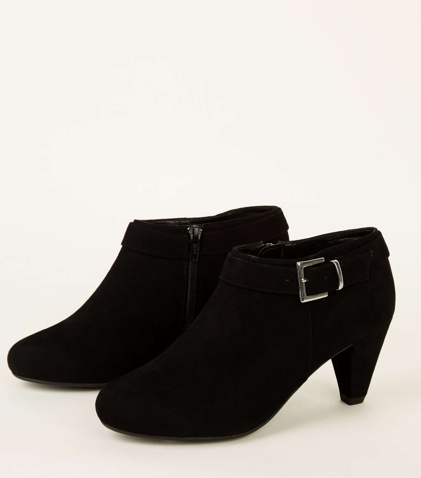 Girls Black Suedette Cone Heel Shoe Boots  Image 3