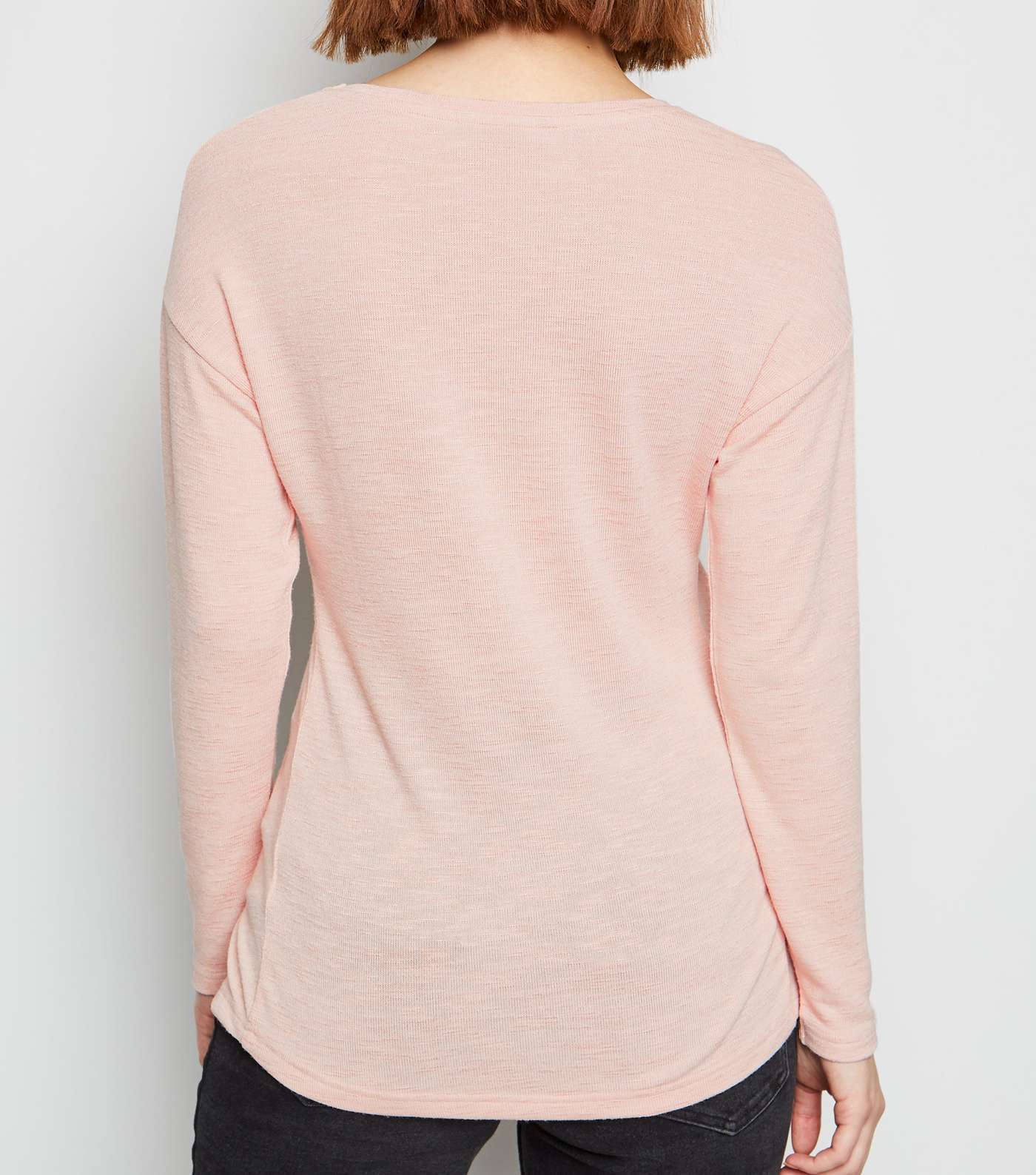 Maternity Pale Pink Fine Knit Twist Front Top Image 3