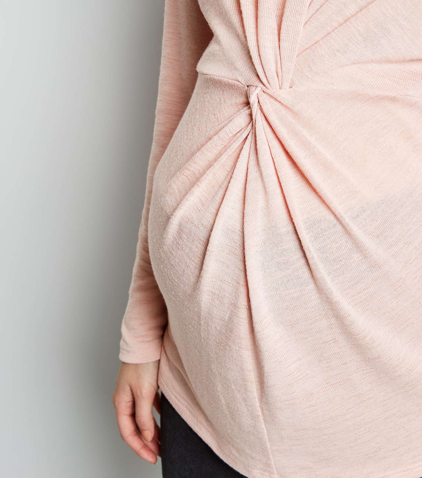 Maternity Pale Pink Fine Knit Twist Front Top Image 5