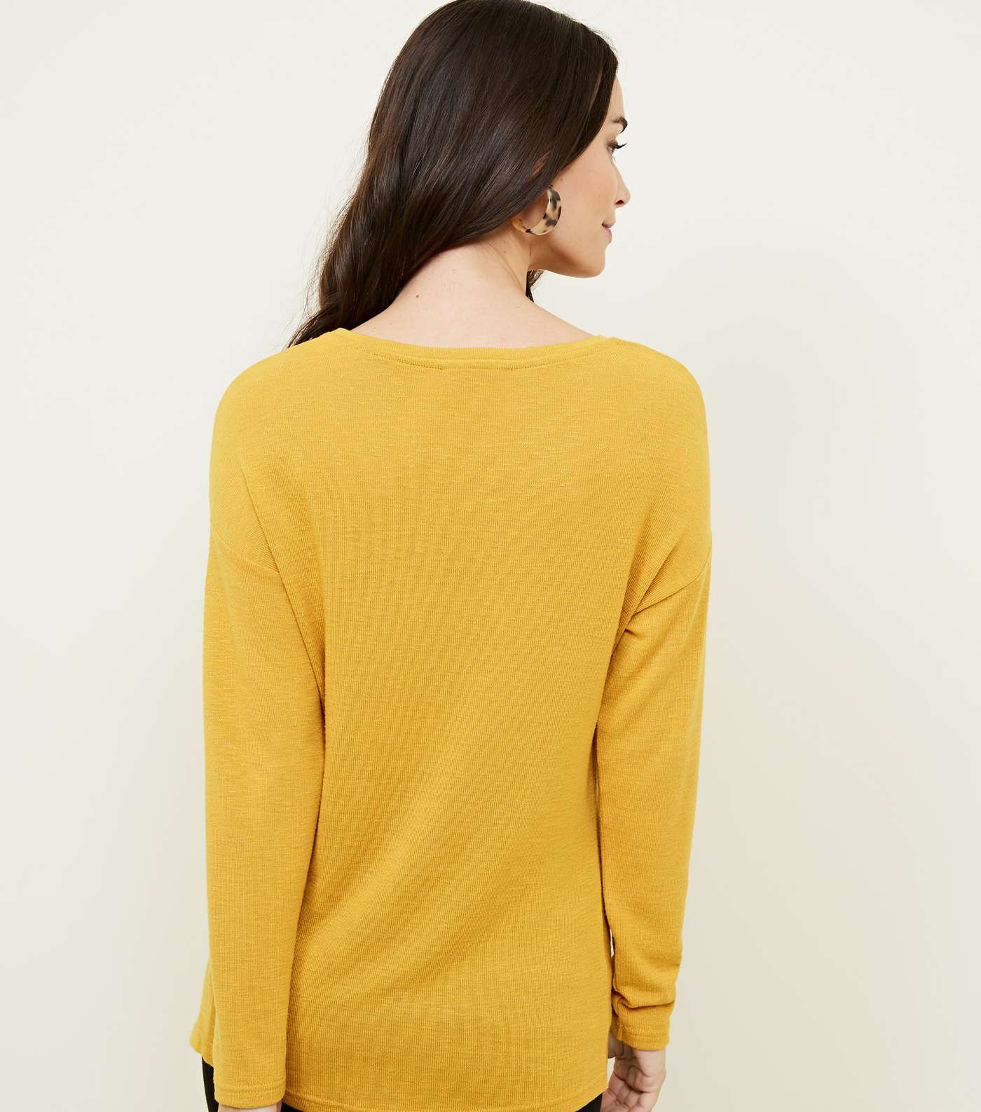 Maternity Yellow Fine Knit Twist Front Top Image 3