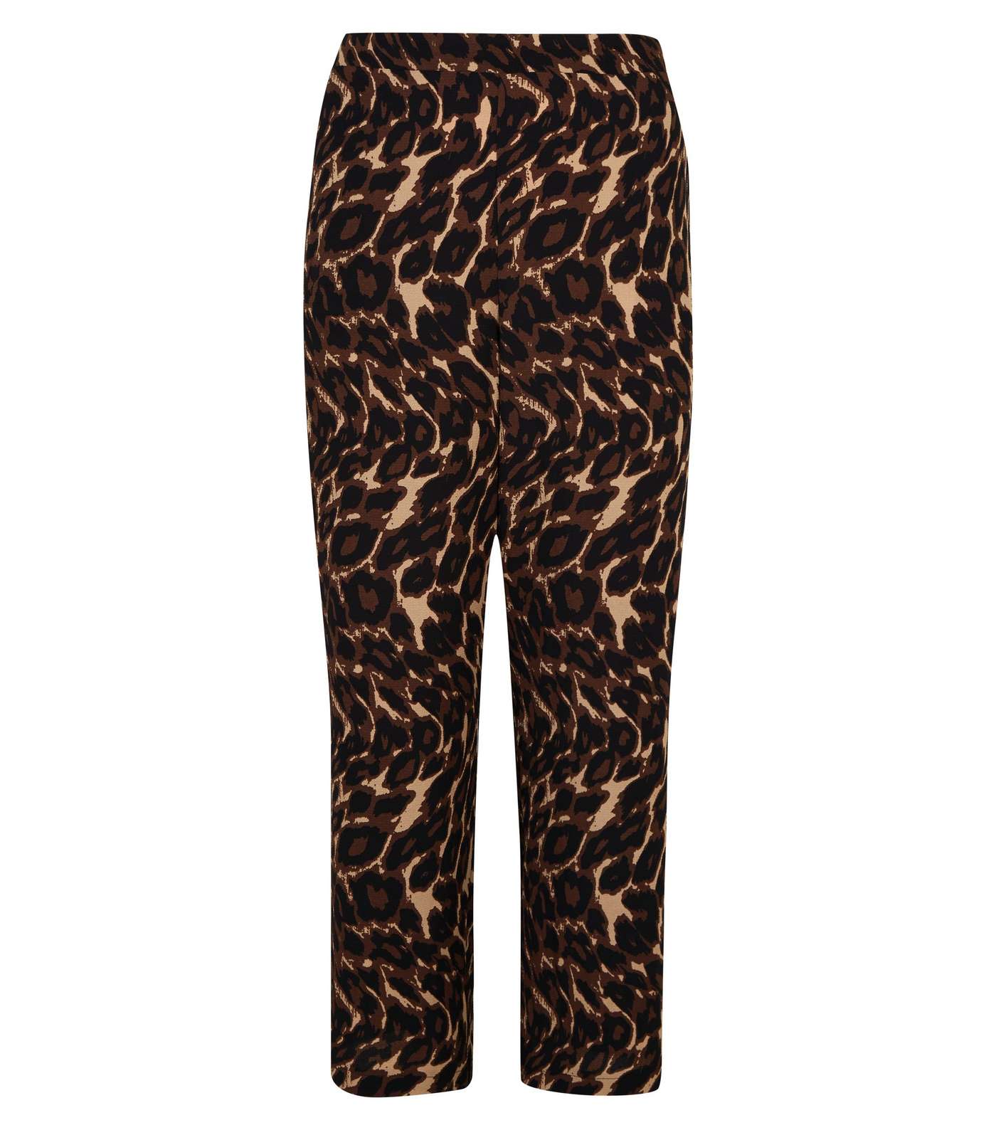 Curves Brown Leopard Print Wide Leg Trousers Image 4
