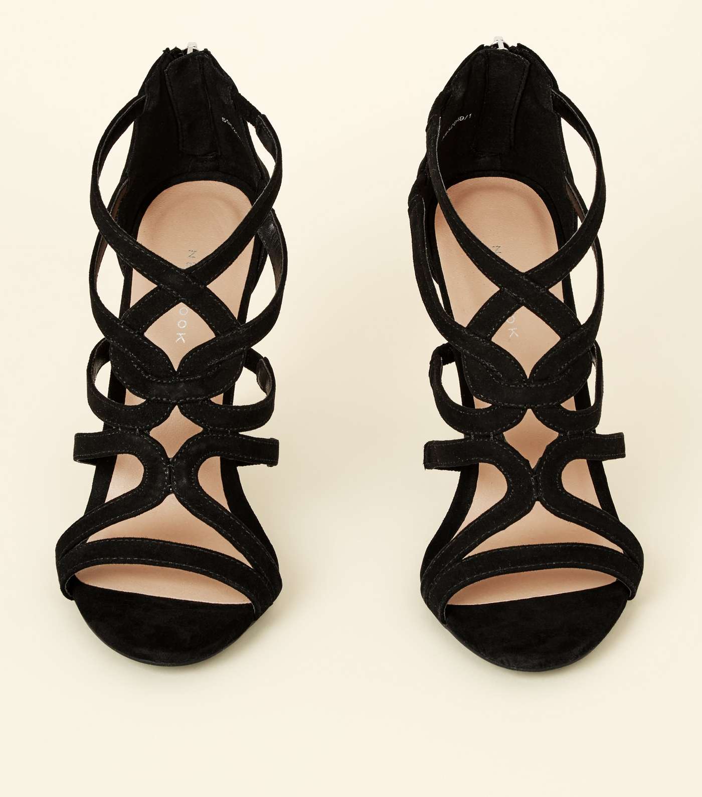Black Suedette Strappy Stiletto Sandals Image 4