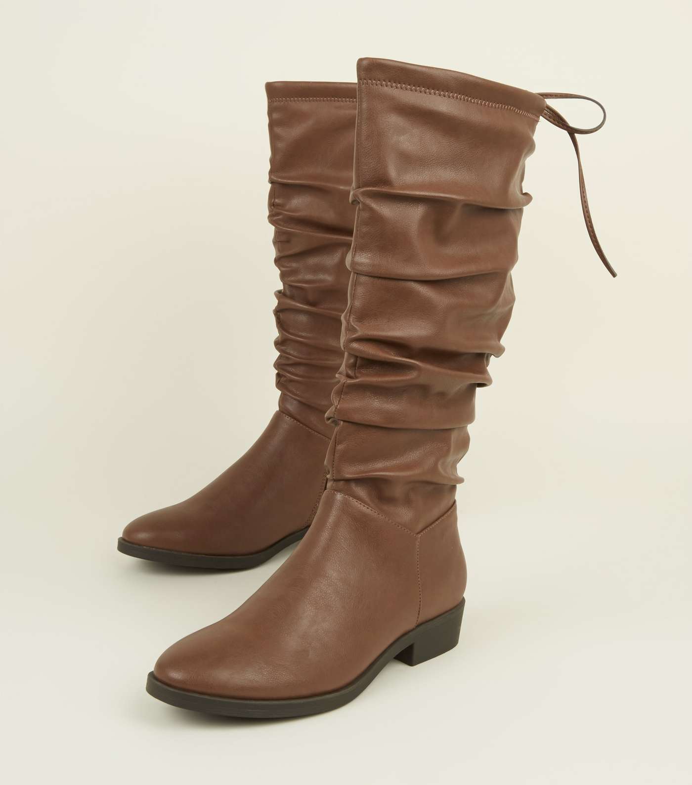 Tan Slouch Knee High Western Boots Image 3