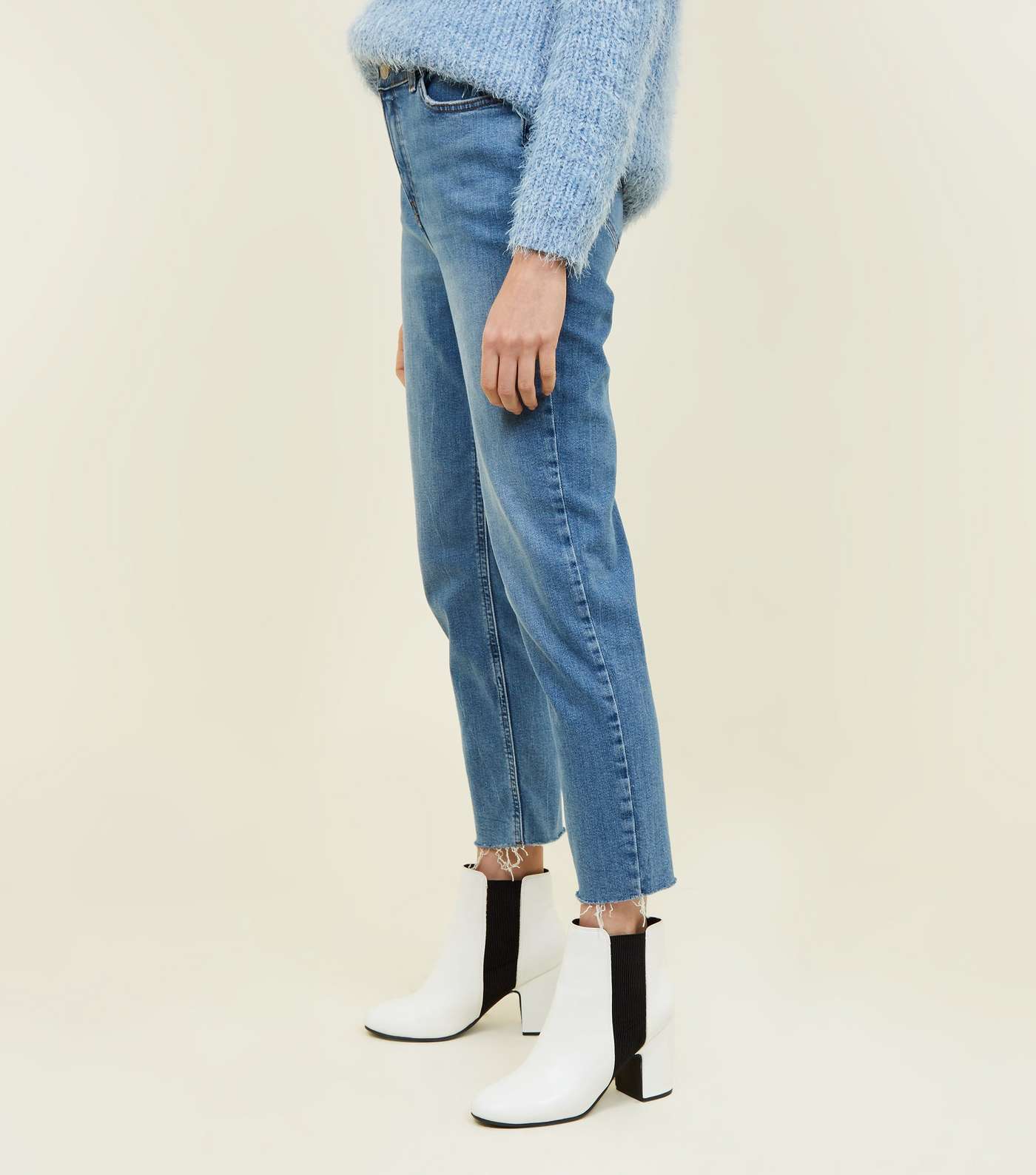 Blue Frayed Cropped Straight Leg Harlow Jeans Image 5