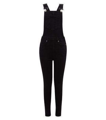 Girls Black Slim Leg Denim Dungarees New Look