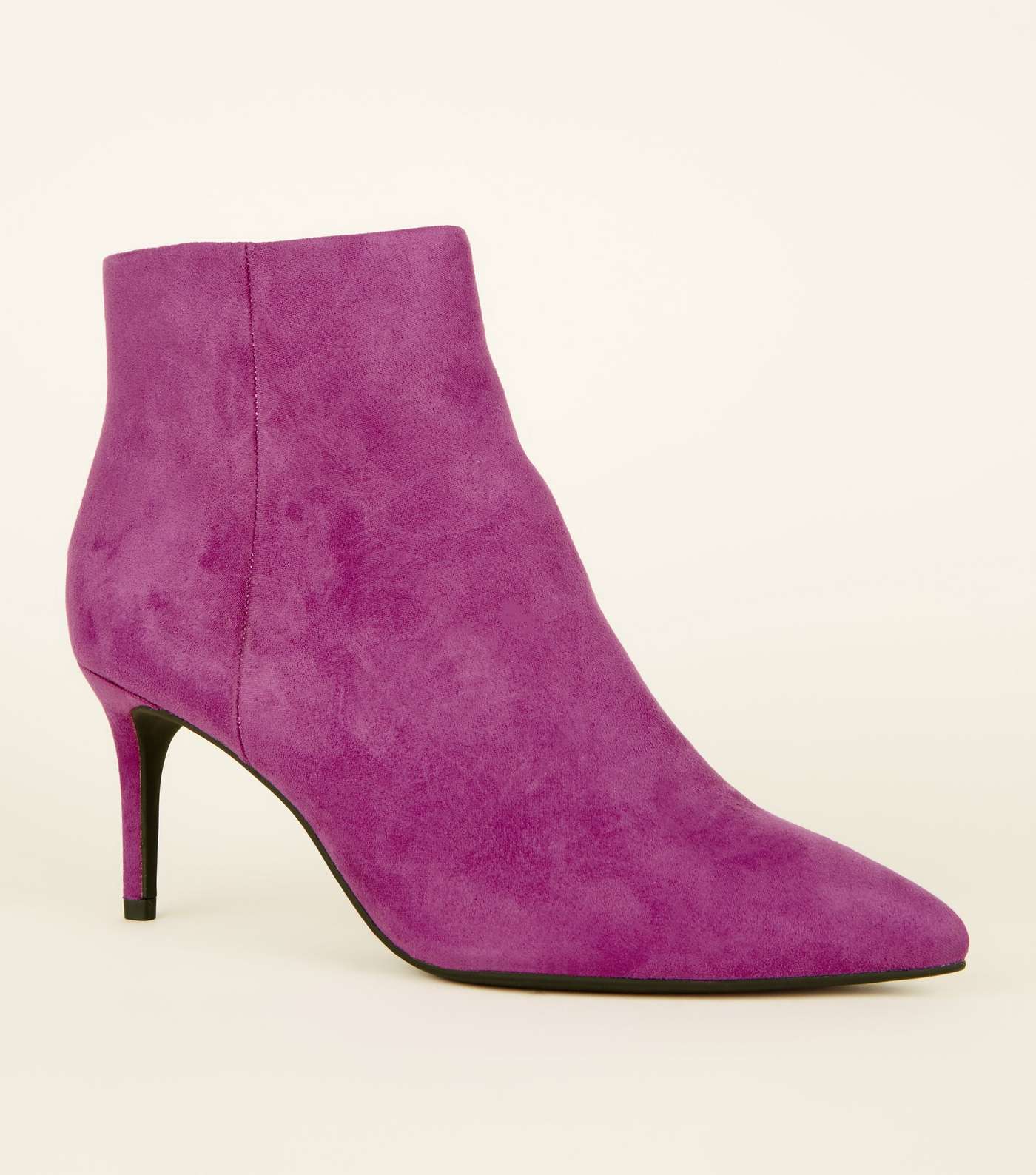 Dark Purple Suedette Pointed Ankle Boots 