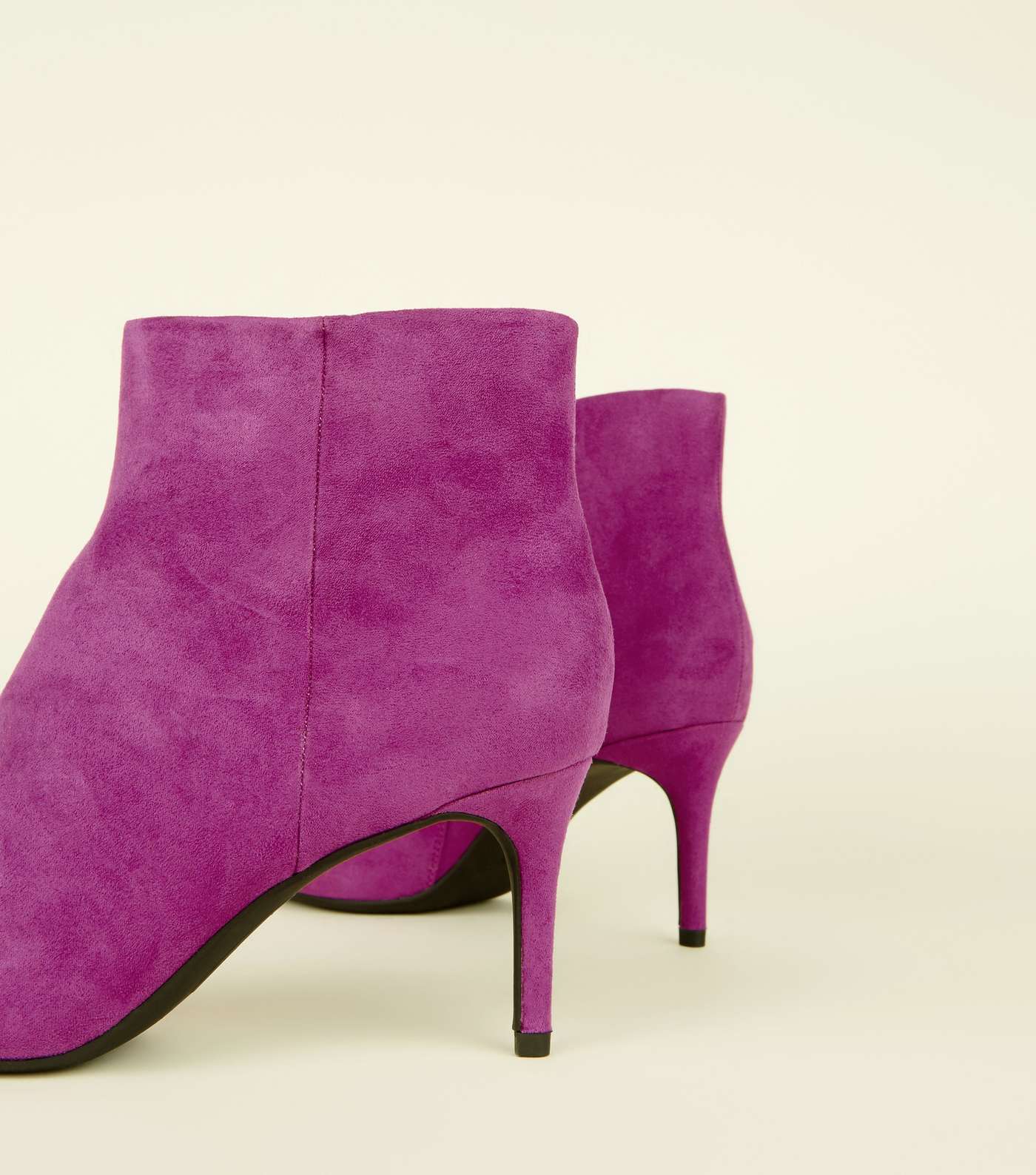 Dark Purple Suedette Pointed Ankle Boots  Image 3