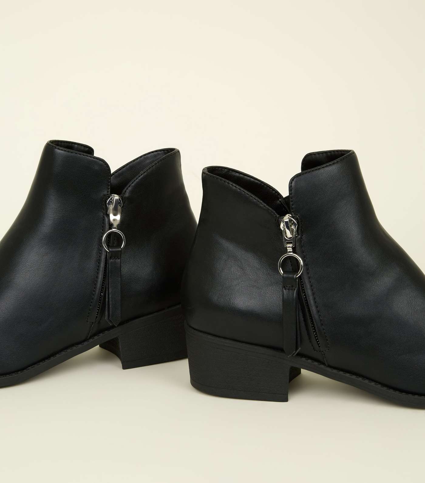 Black Zip Side Western Ankle Boots Image 4