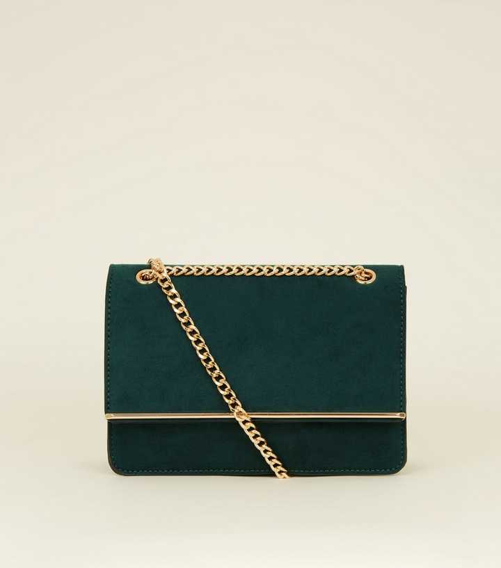 Dark Green Chain Strap Shoulder Bag