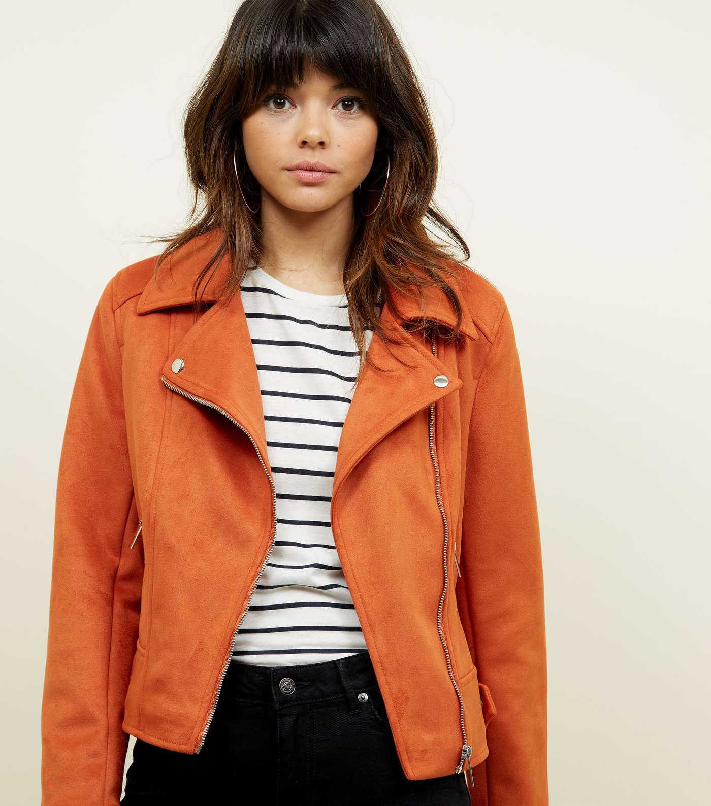 Orange Suedette Biker Jacket