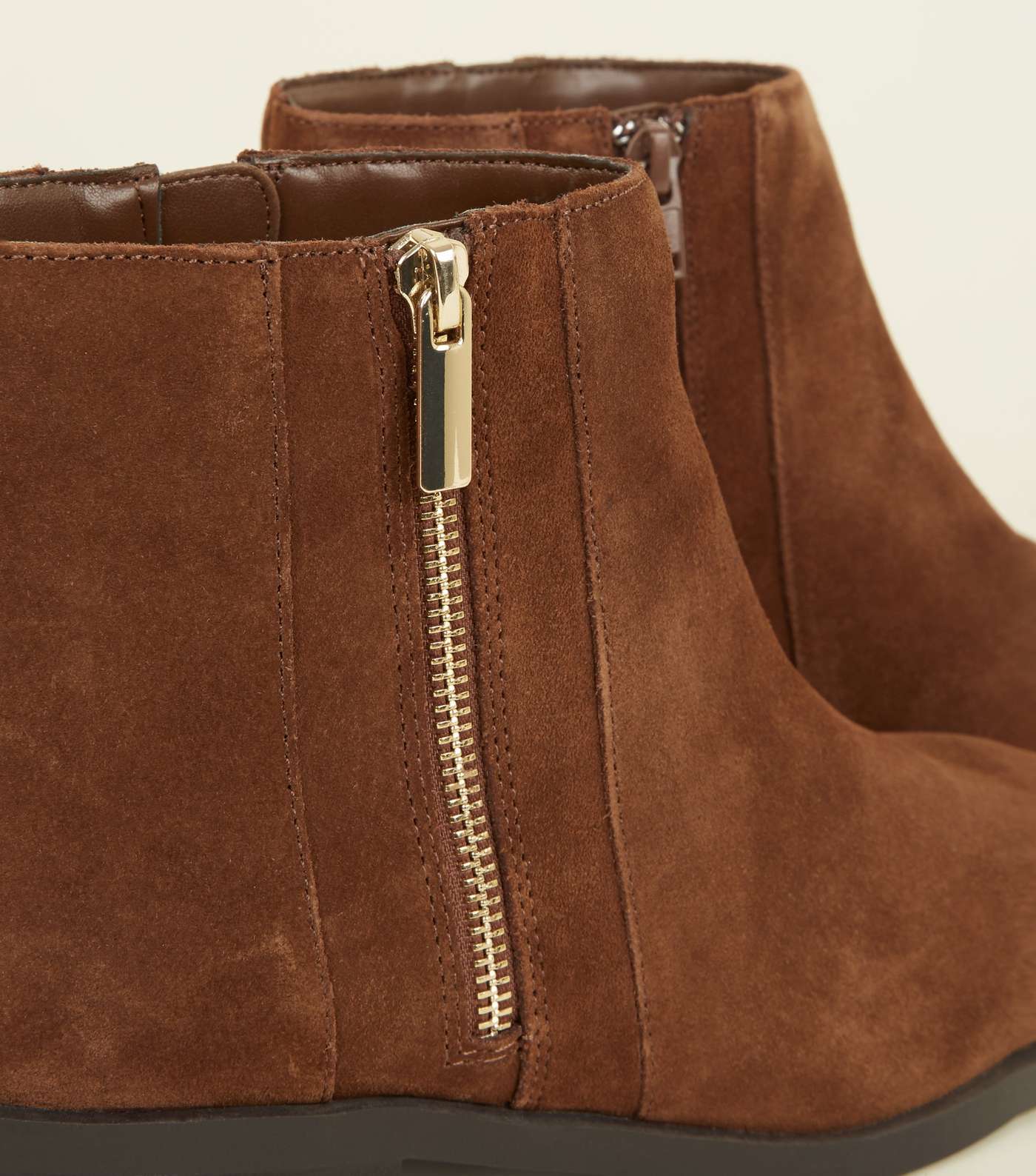 Wide Fit Tan Suede Side Zip Ankle Boots Image 4