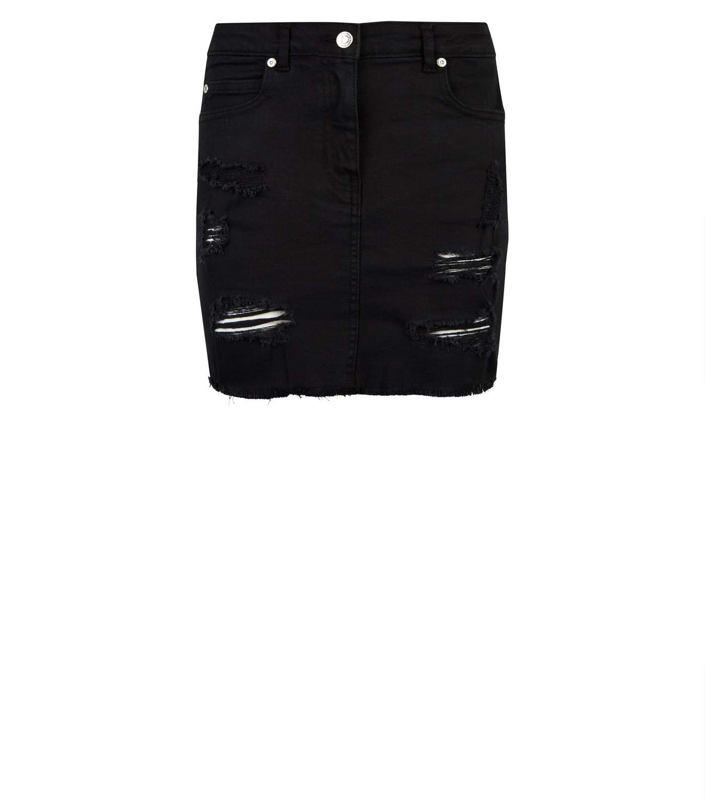 Parisian Black Ripped Denim Skirt Image 4