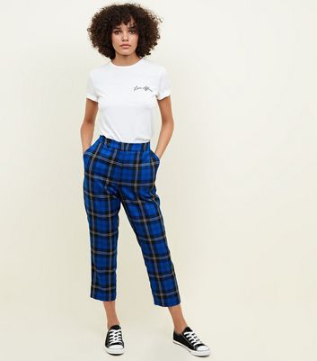 tartan slim leg trousers